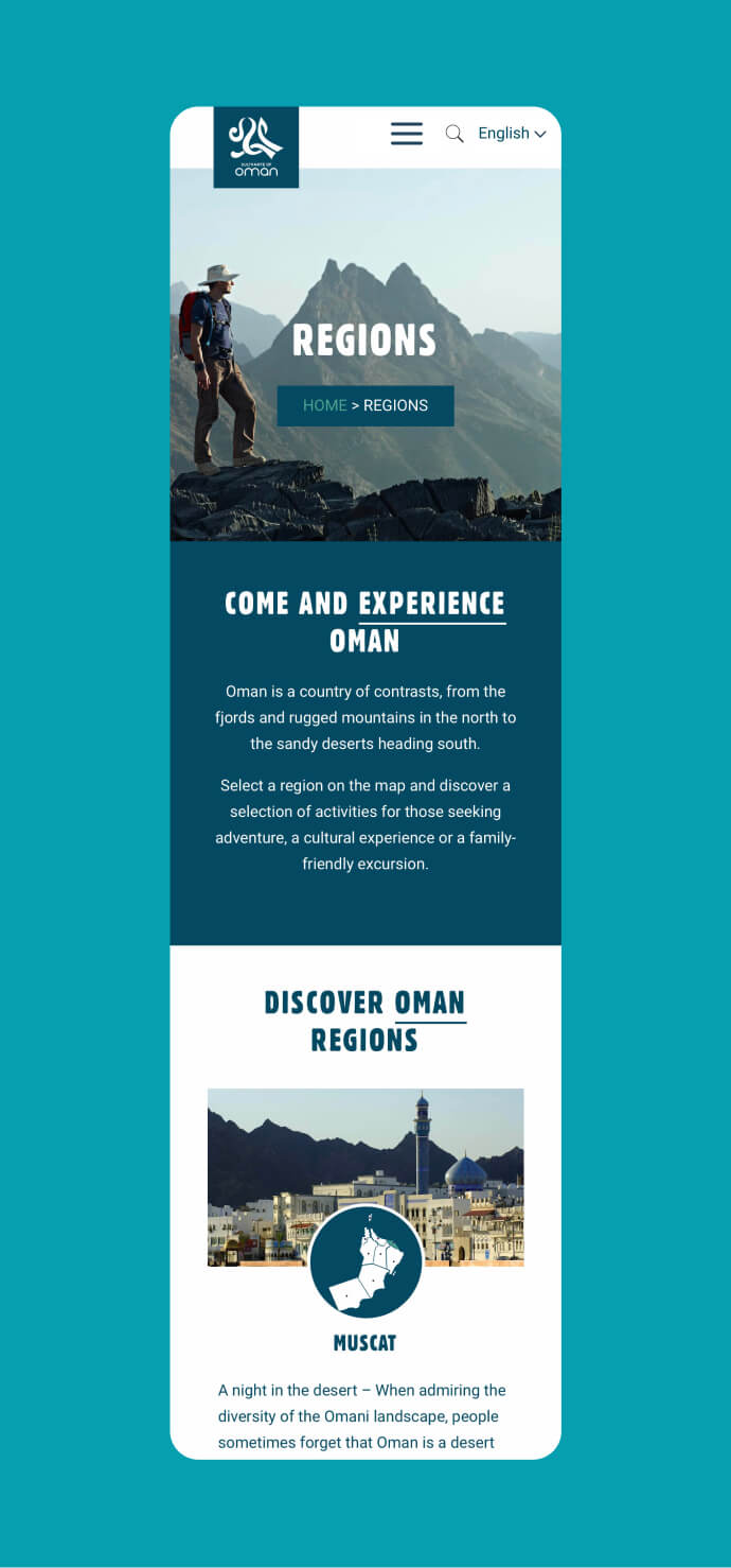 Experience Oman responsive web design for mobile