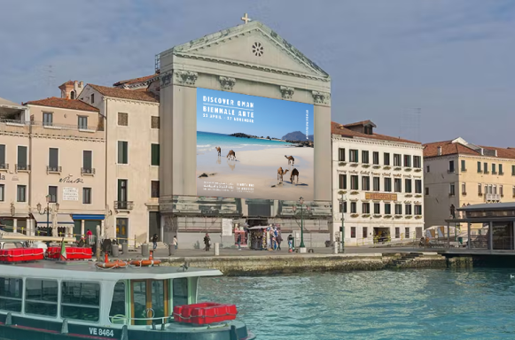 Discover Oman campaign on wall of Degli Scalzi Church
